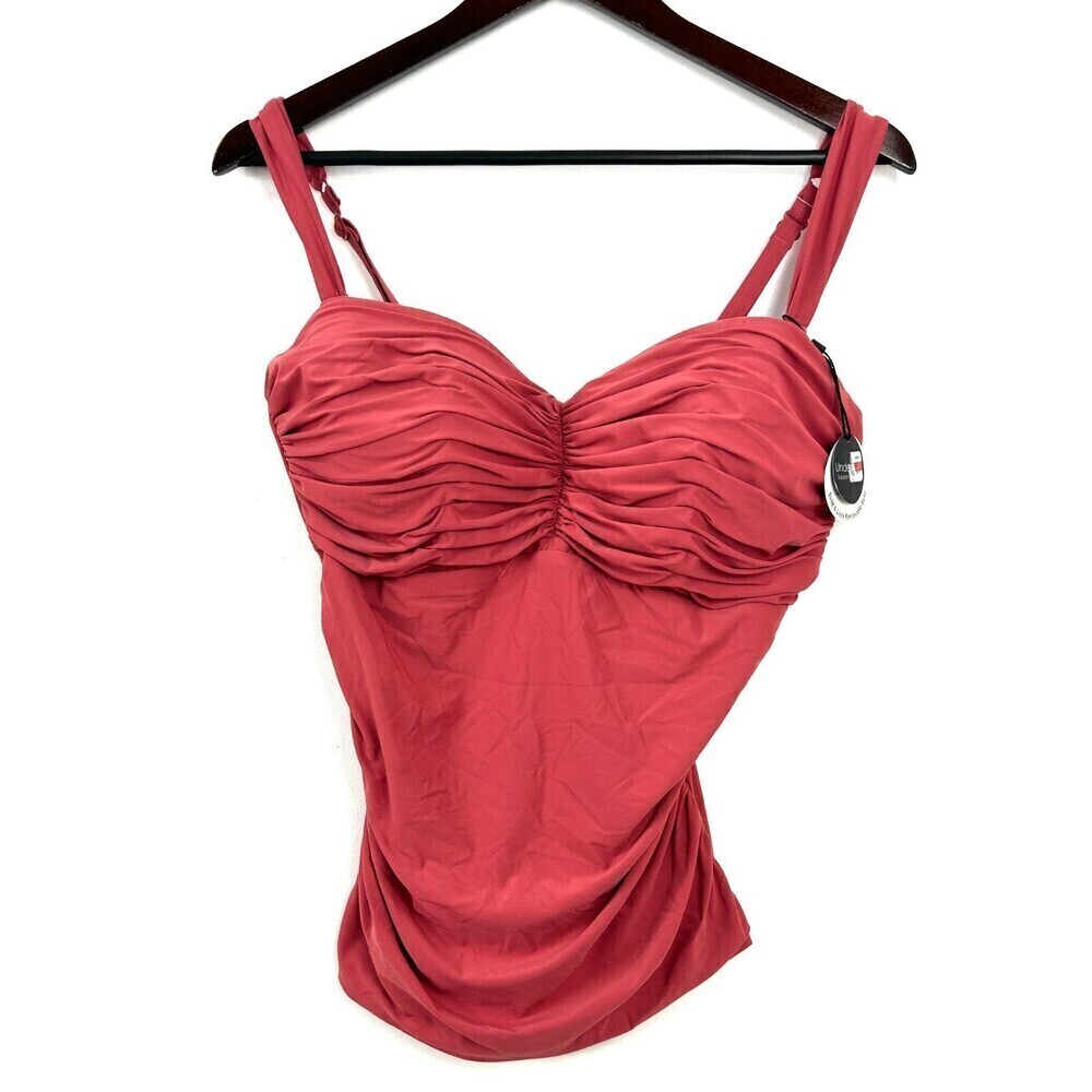 Coco Reef Charisma Women Size 36DD Coral Tankini Top Tie Back Ruched Pleated - Picture 3 of 10